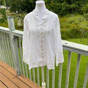White Linen Blouse by weavz Size Small